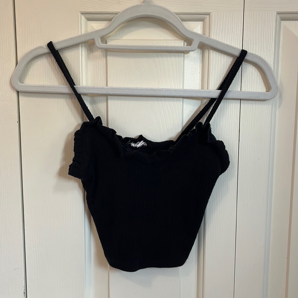 Garage Black Ruffle Tank Top XS